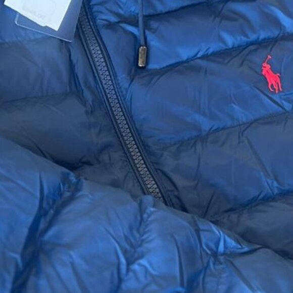 Ralph Lauren Men’s Blue Hooded Puffer Jacket Packable Down Duck Feather - Picture 4 of 4